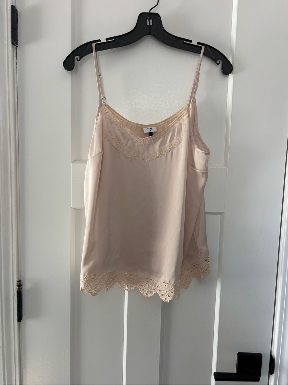 CAbi Pale Blush Lace-Trim Silk Cami Artful Cami 6724 new